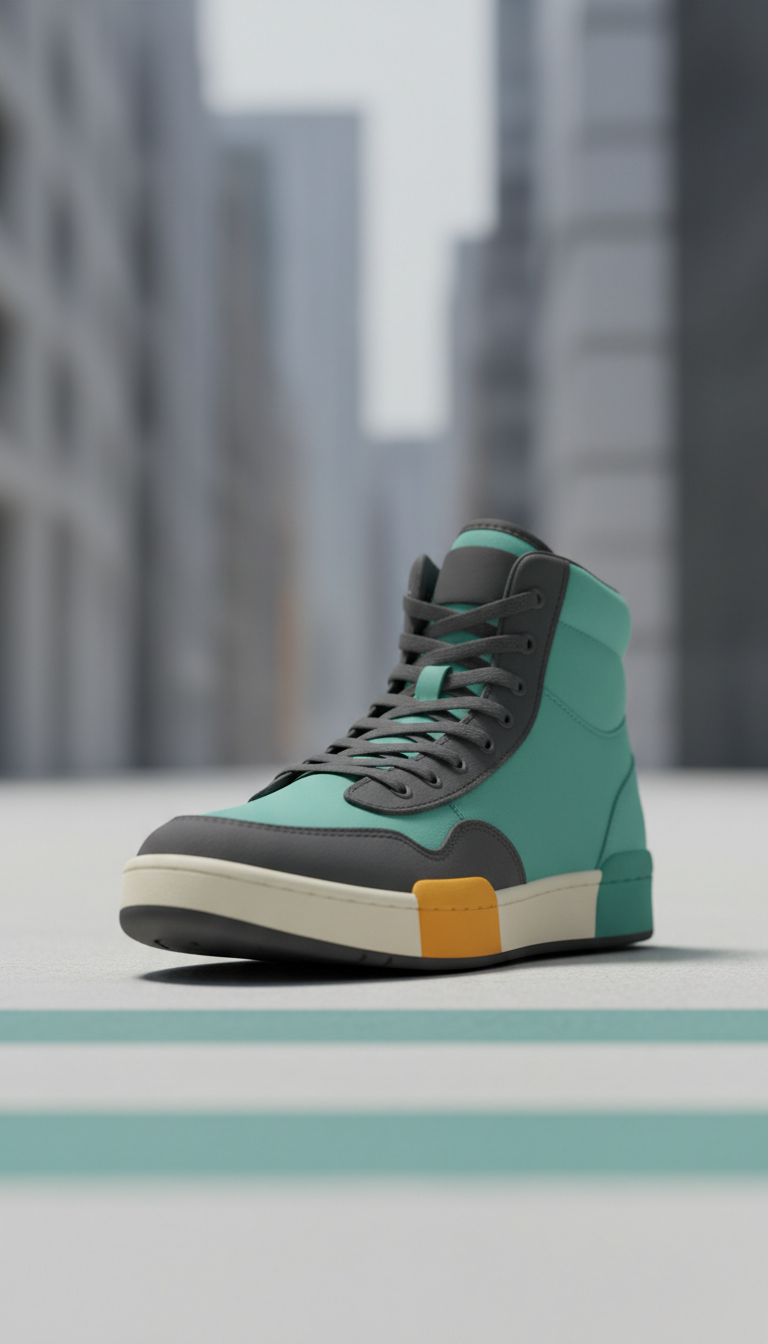 Zapatilla Alta Detalle Verde Azulado